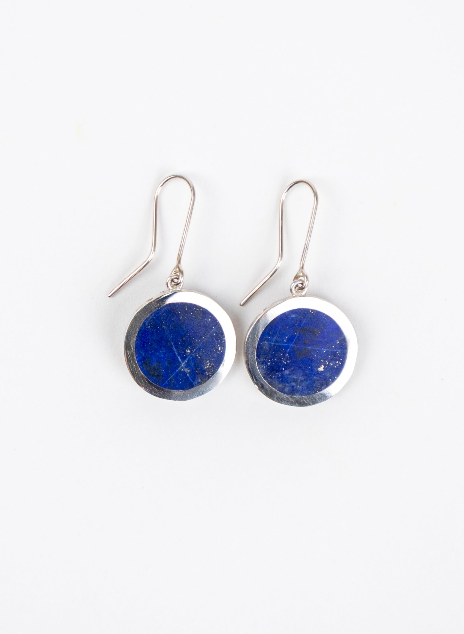 Disc Earrings - Sterling Silver &amp; Lapis