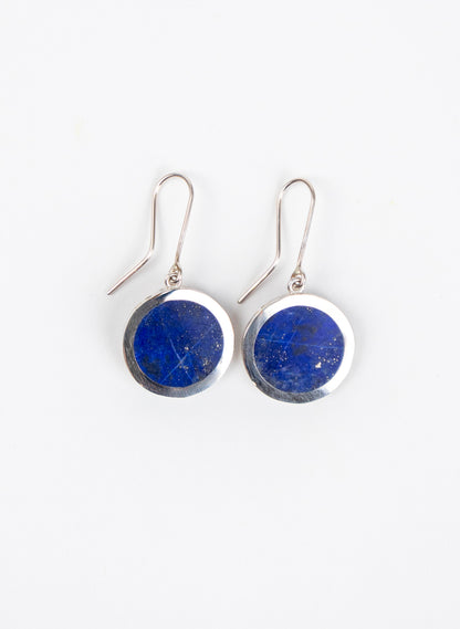 Disc Earrings - Sterling Silver &amp; Lapis
