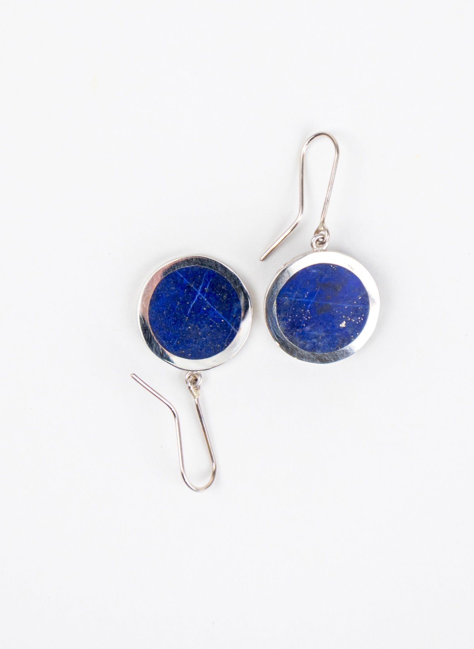 Disc Earrings - Sterling Silver &amp; Lapis