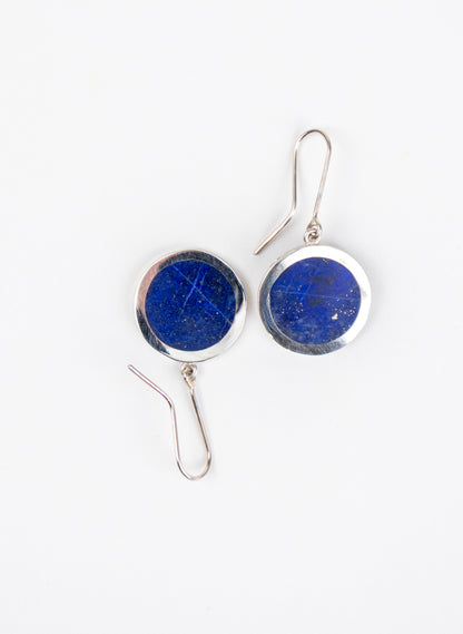 Disc Earrings - Sterling Silver &amp; Lapis
