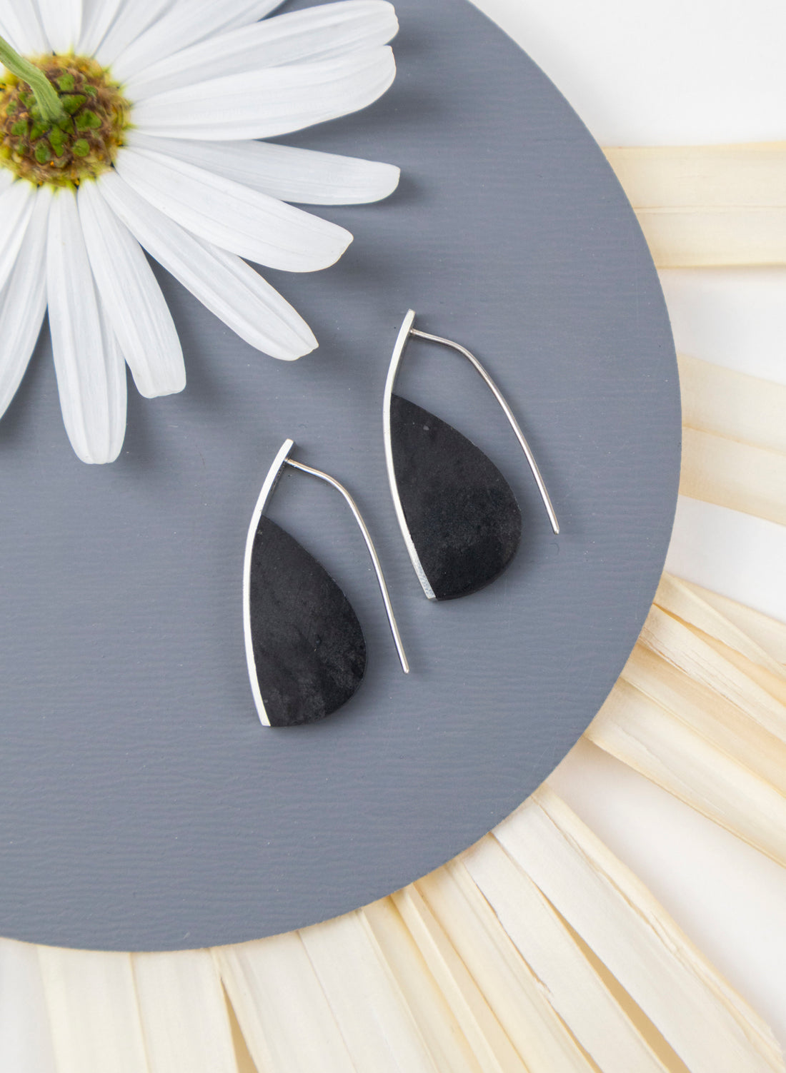 Curved Earrings - Basalt