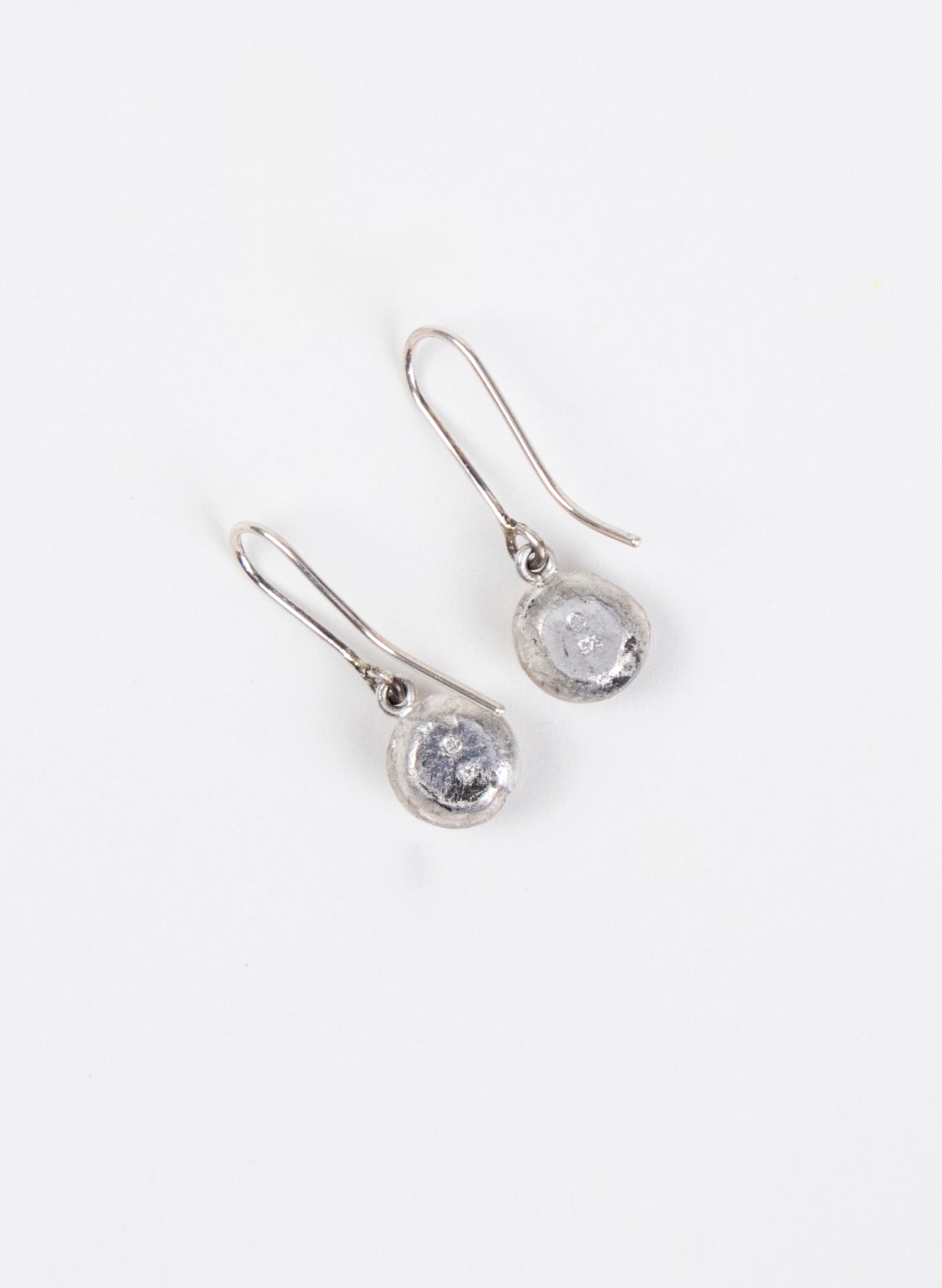 Button Earring - Sterling Silver &amp; Aquamarine