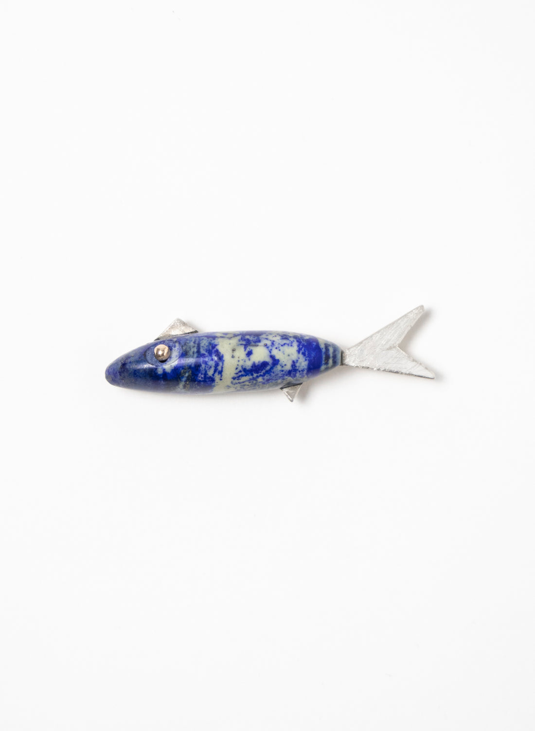 Fish Brooch Lapis with Sterling Silver