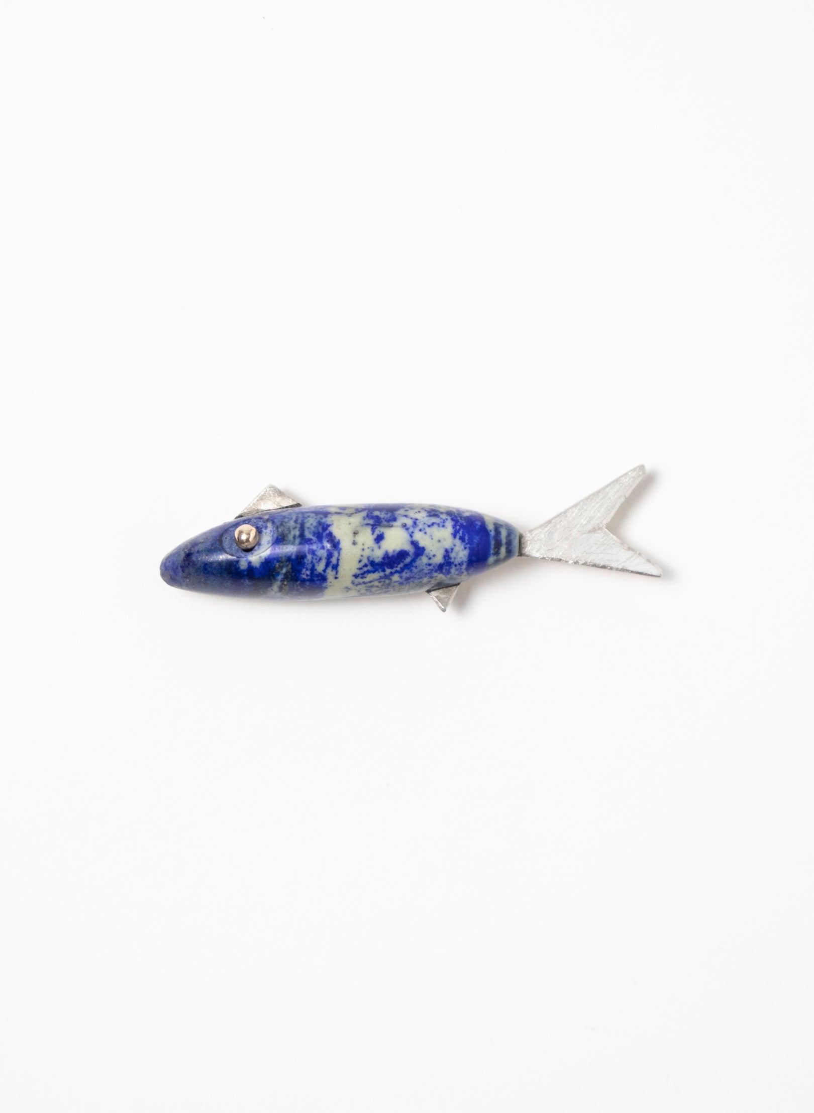 Fish Brooch Lapis with Sterling Silver