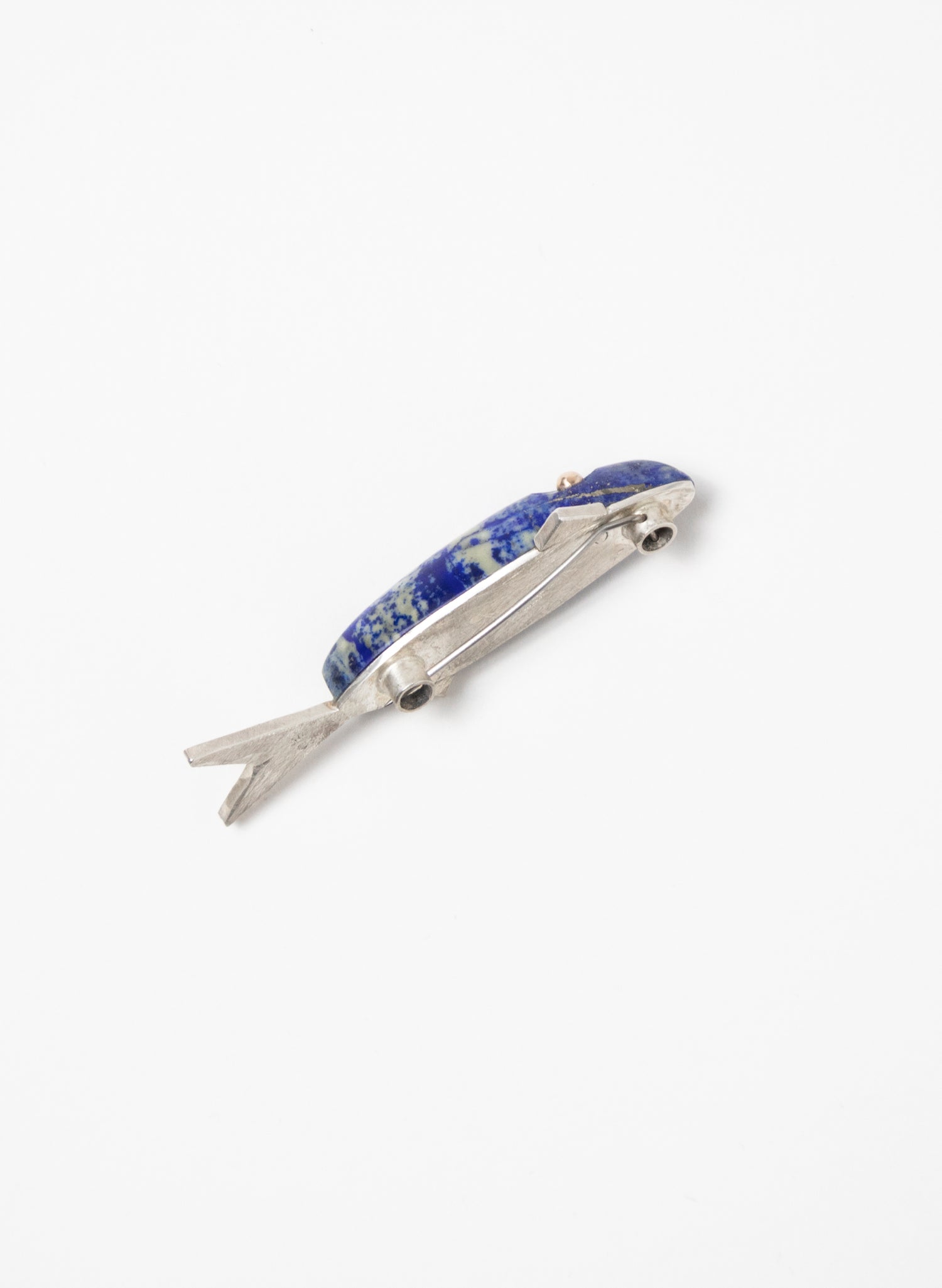 Fish Brooch Lapis with Sterling Silver