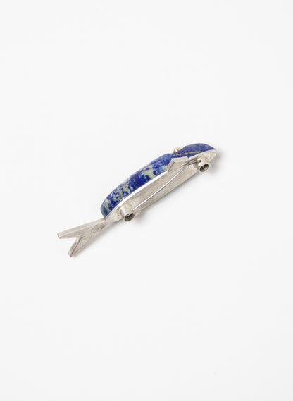 Fish Brooch Lapis with Sterling Silver
