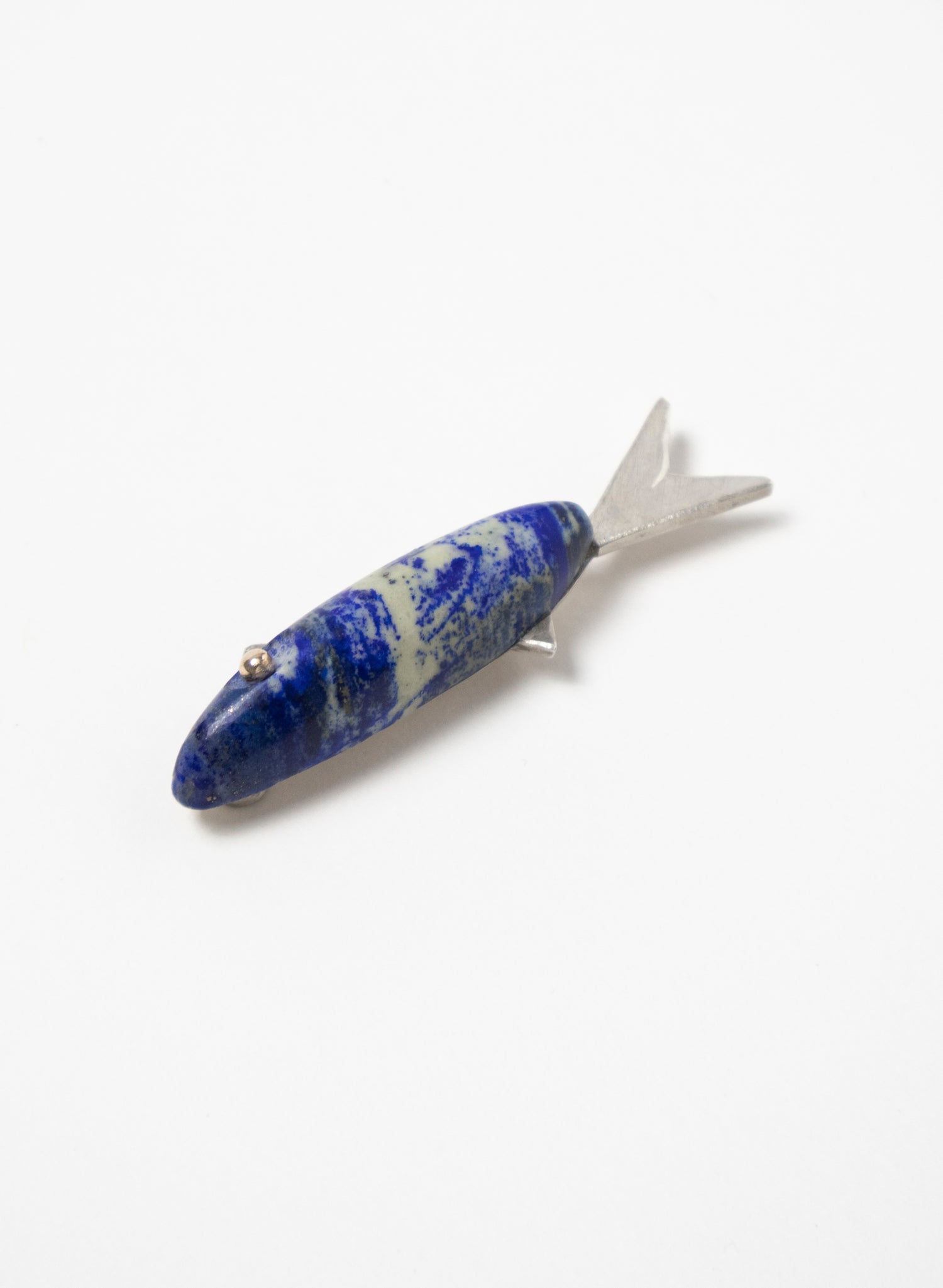 Fish Brooch Lapis with Sterling Silver