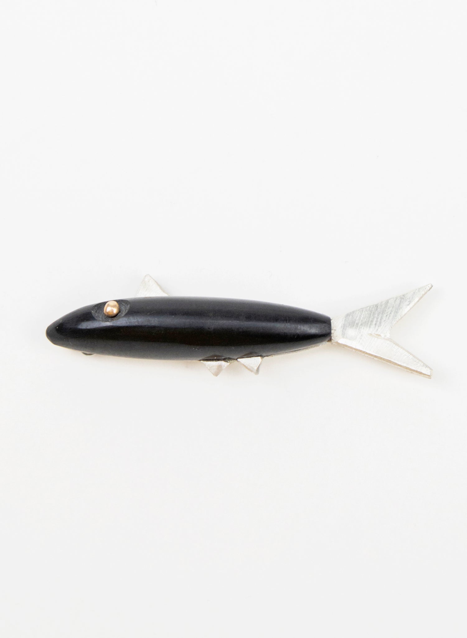 Fish Brooch Basalt with Sterling Silver