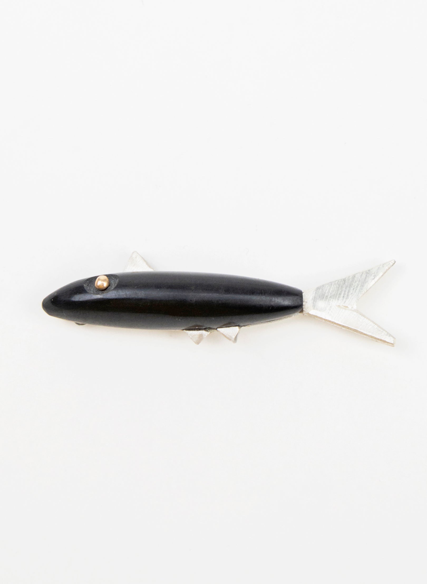 Fish Brooch Basalt with Sterling Silver