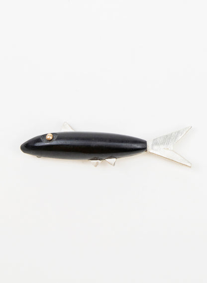 Fish Brooch Basalt with Sterling Silver