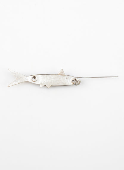 Fish Brooch Basalt with Sterling Silver