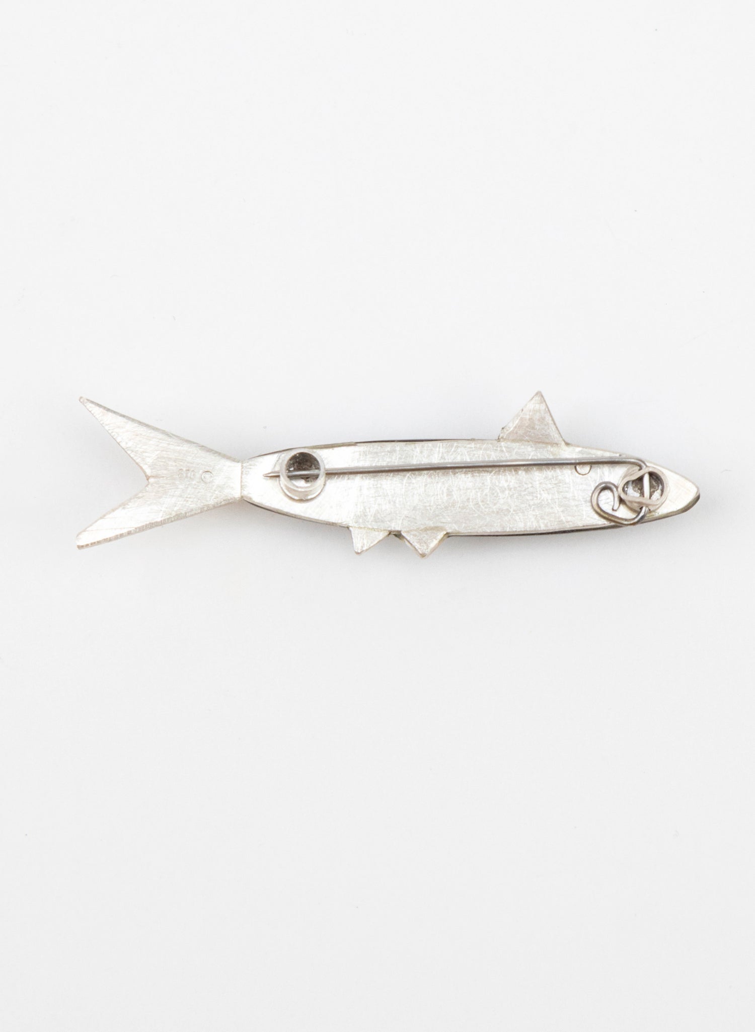 Fish Brooch Basalt with Sterling Silver
