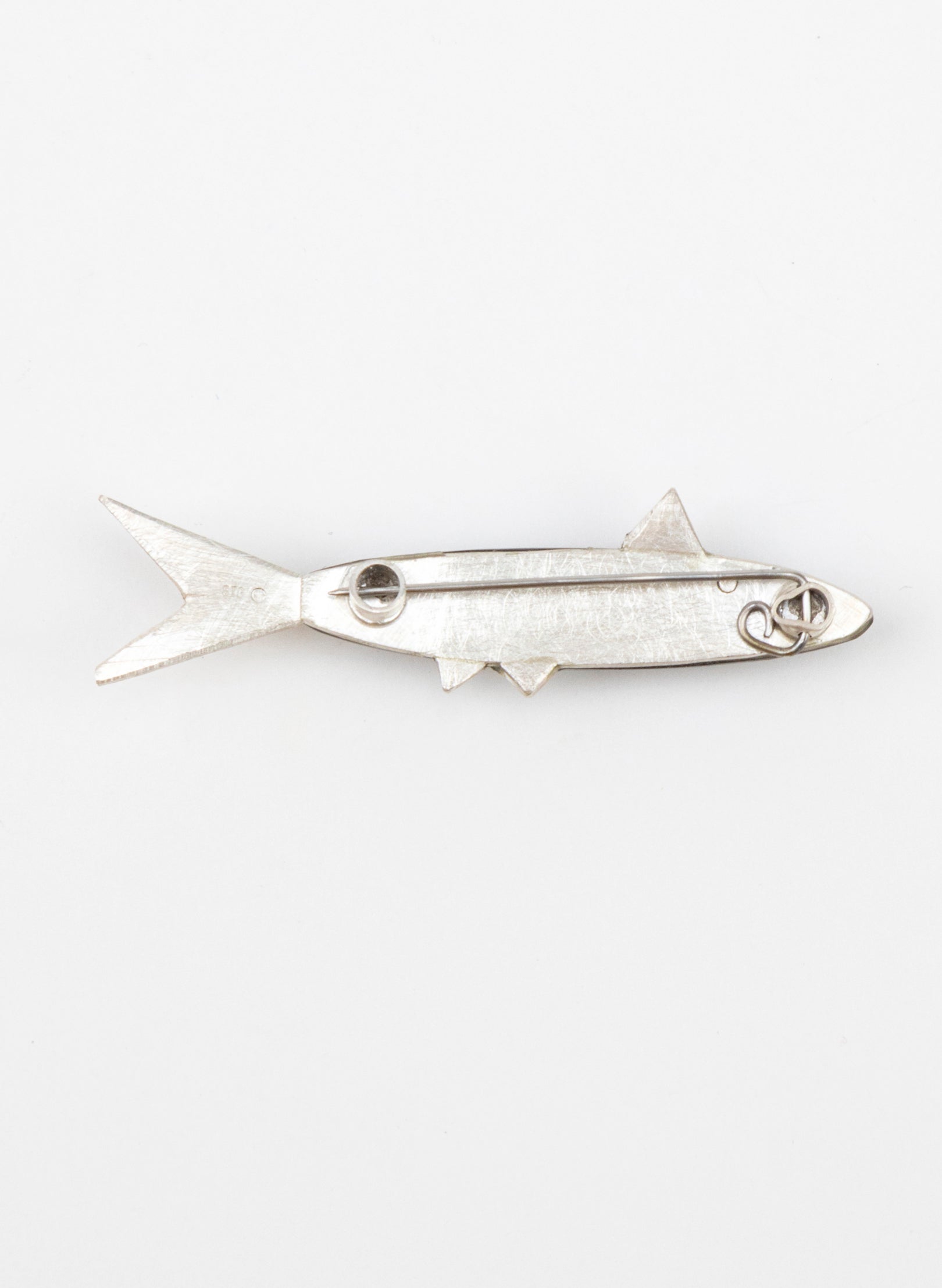 Fish Brooch Basalt with Sterling Silver