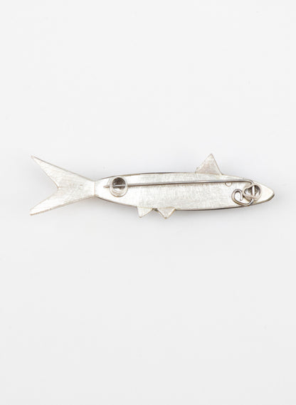 Fish Brooch Basalt with Sterling Silver