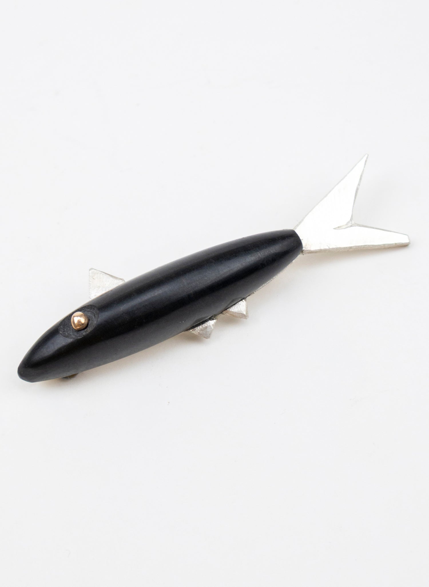 Fish Brooch Basalt with Sterling Silver