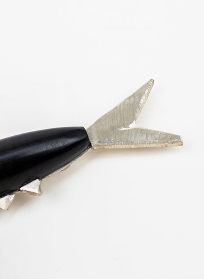 Fish Brooch Basalt with Sterling Silver