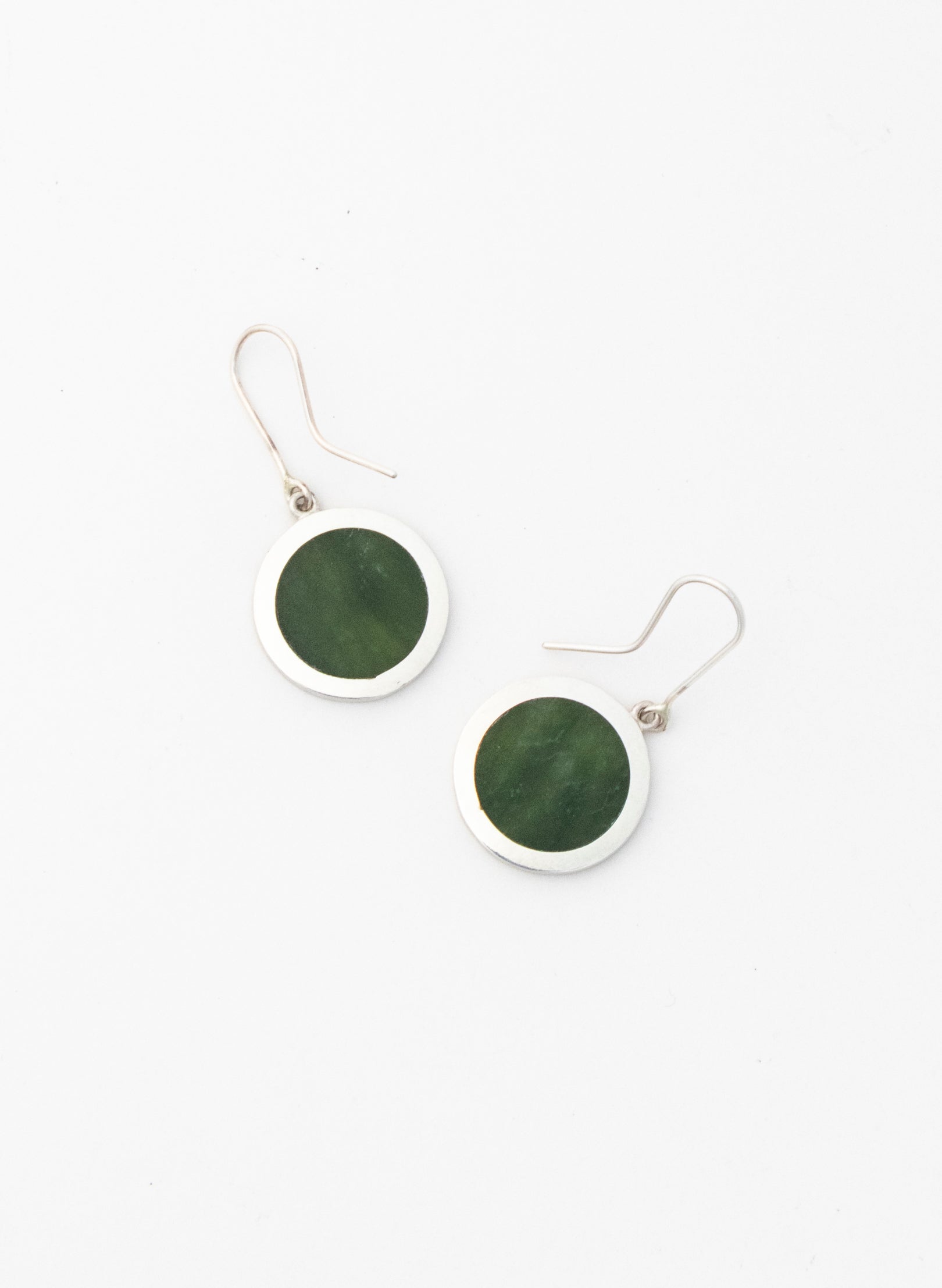 Disc Earrings - Sterling Silver &amp; Pounamu
