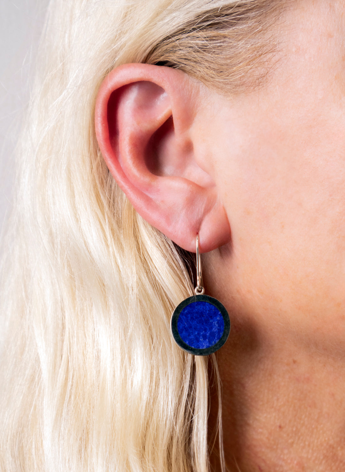 Disc Earrings - Sterling Silver &amp; Lapis