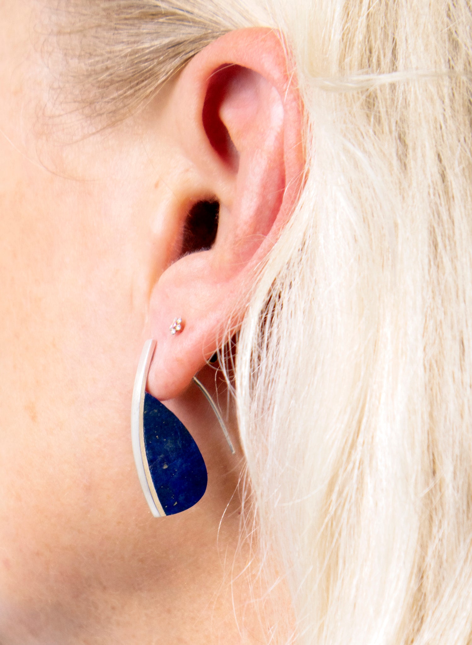 Curved Earrings - Lapis