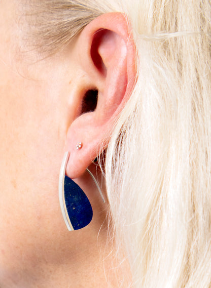 Curved Earrings - Lapis