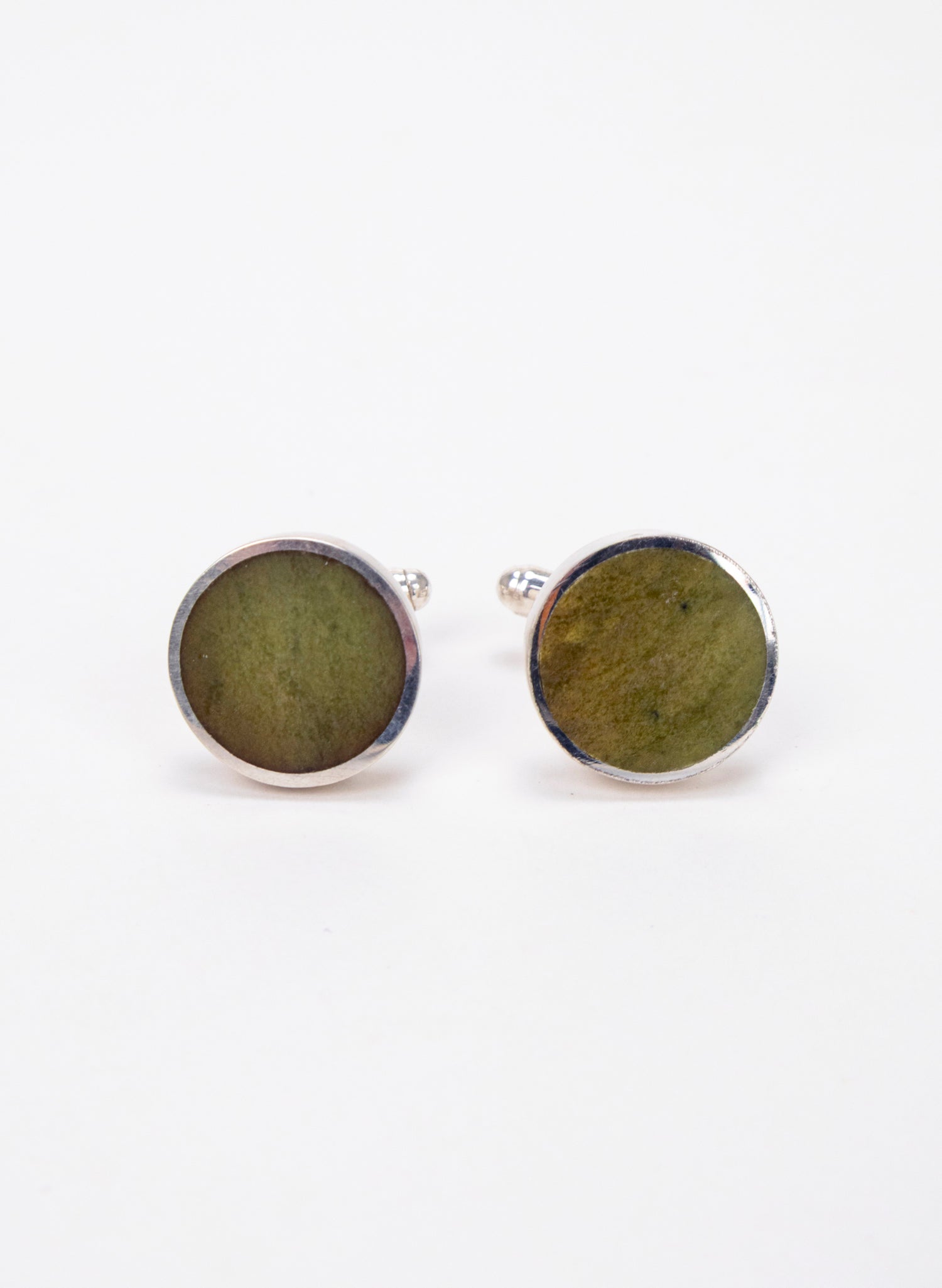 Disc Cufflinks - Pounamu and Sterling Silver