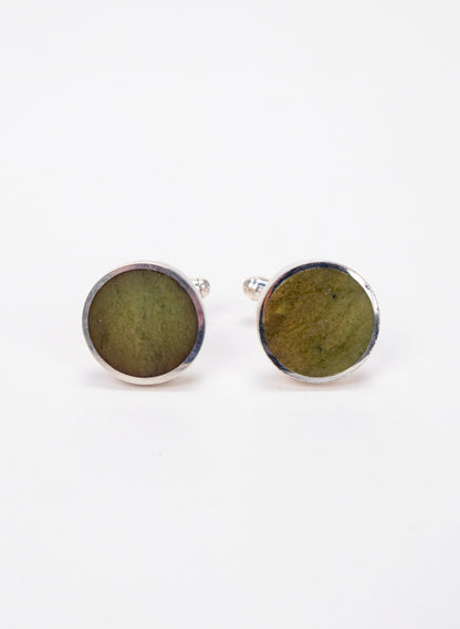 Disc Cufflinks - Pounamu and Sterling Silver
