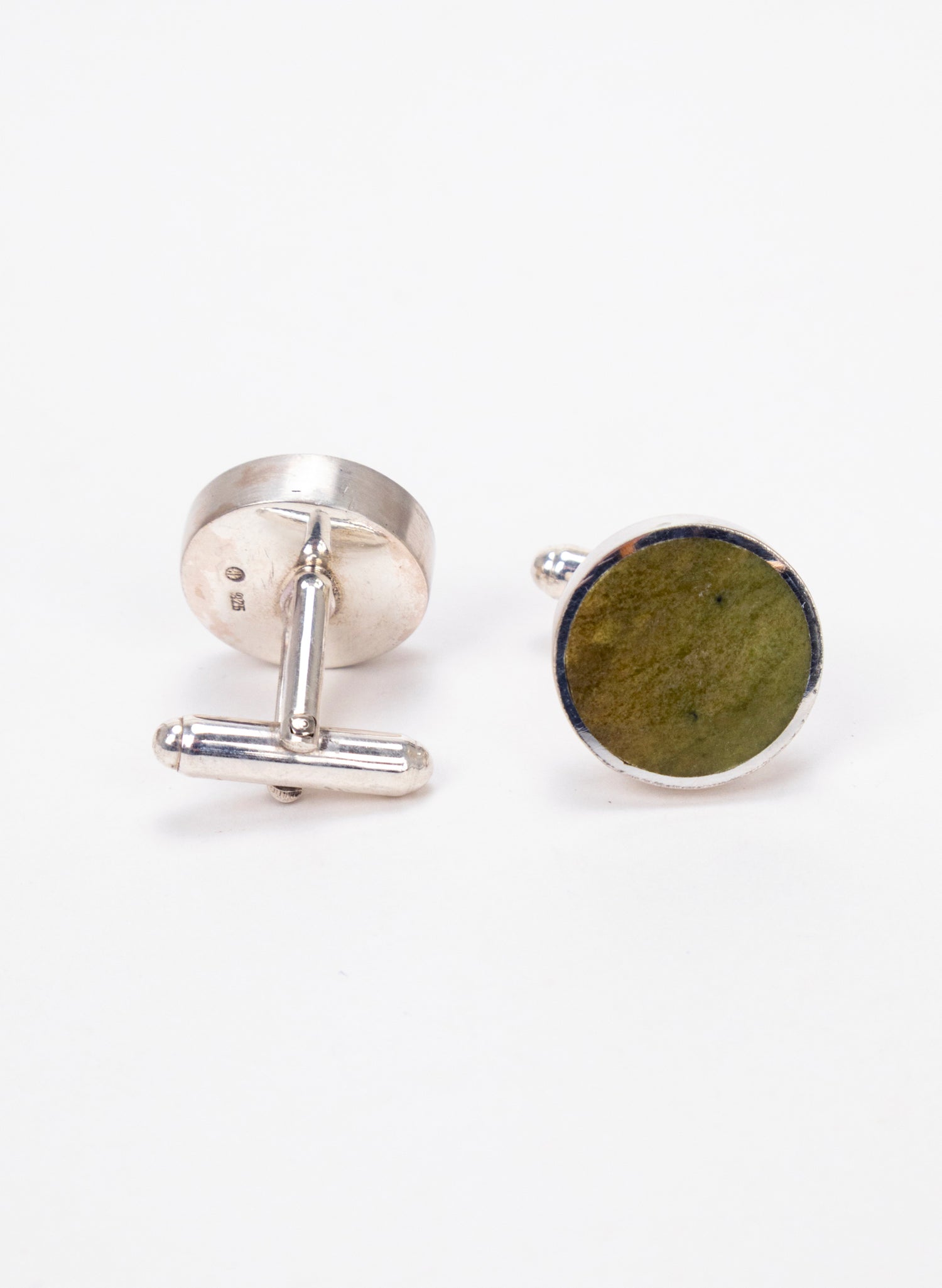 Disc Cufflinks - Pounamu and Sterling Silver