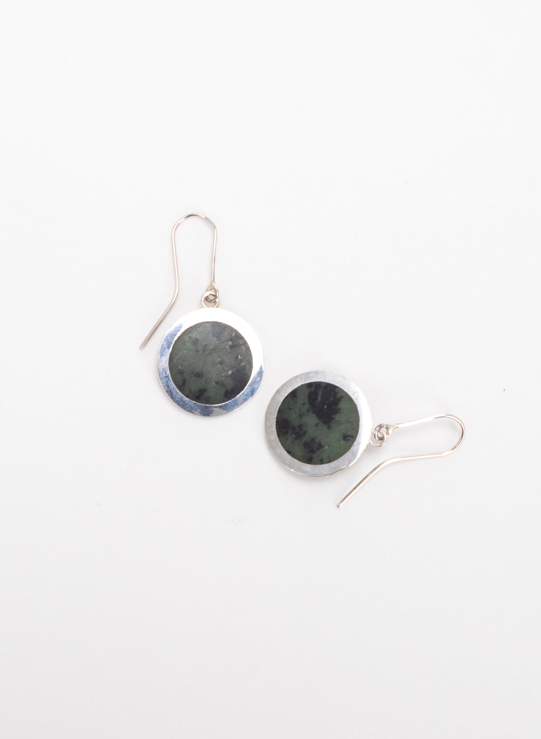 Disc Earrings - Sterling Silver &amp; Pounamu