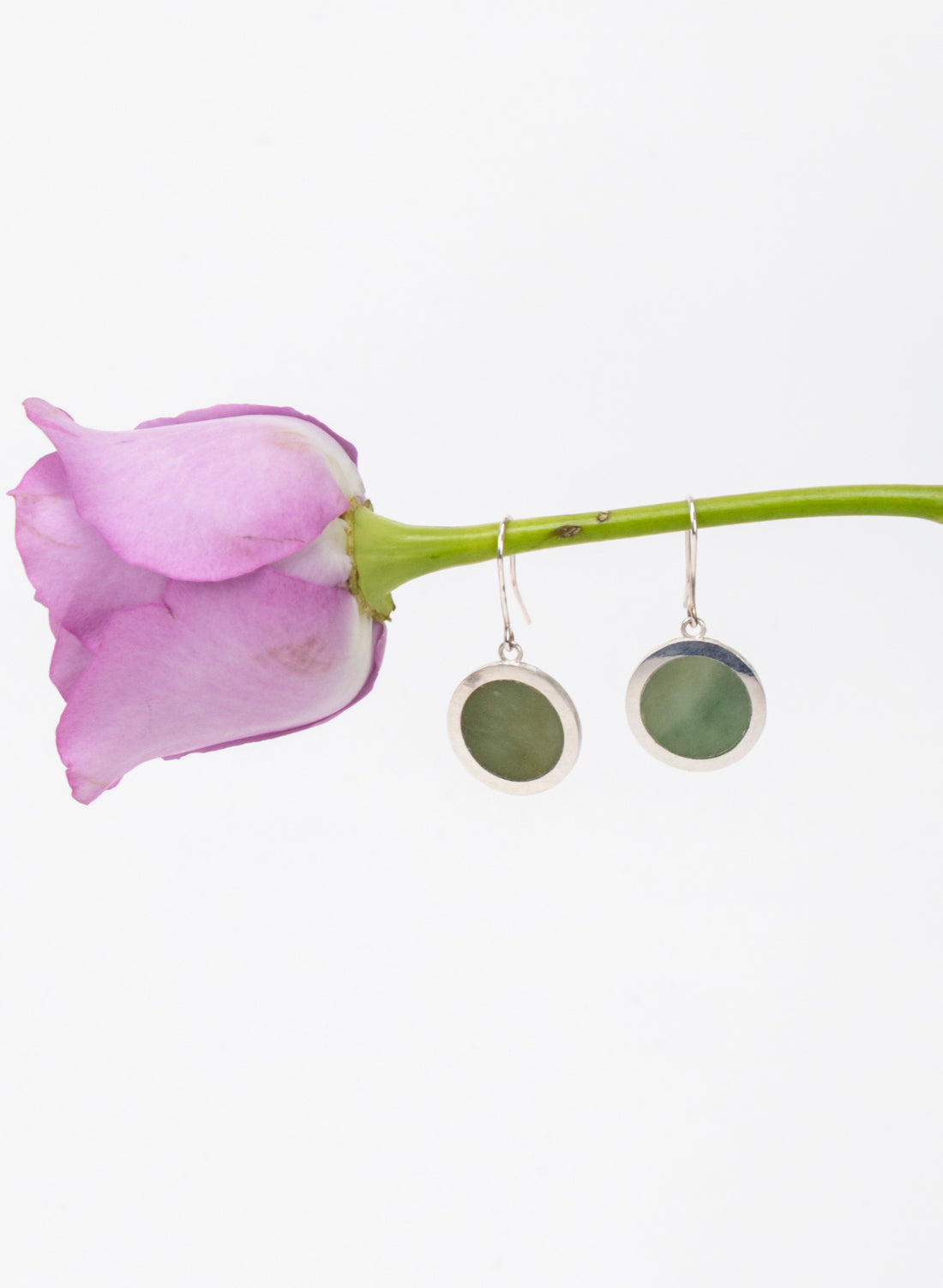 Disc Earrings - Sterling Silver &amp; Pounamu