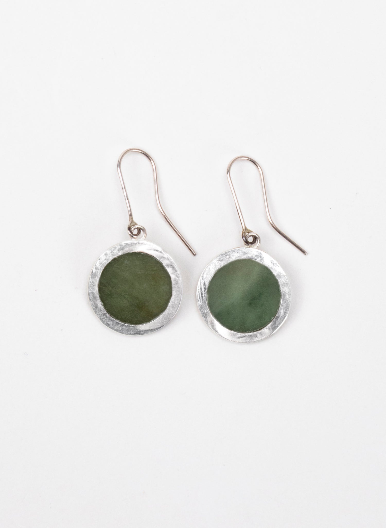 Disc Earrings - Sterling Silver &amp; Pounamu