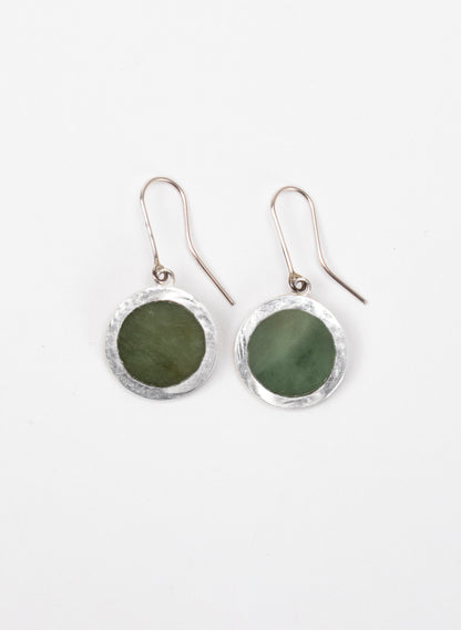 Disc Earrings - Sterling Silver &amp; Pounamu