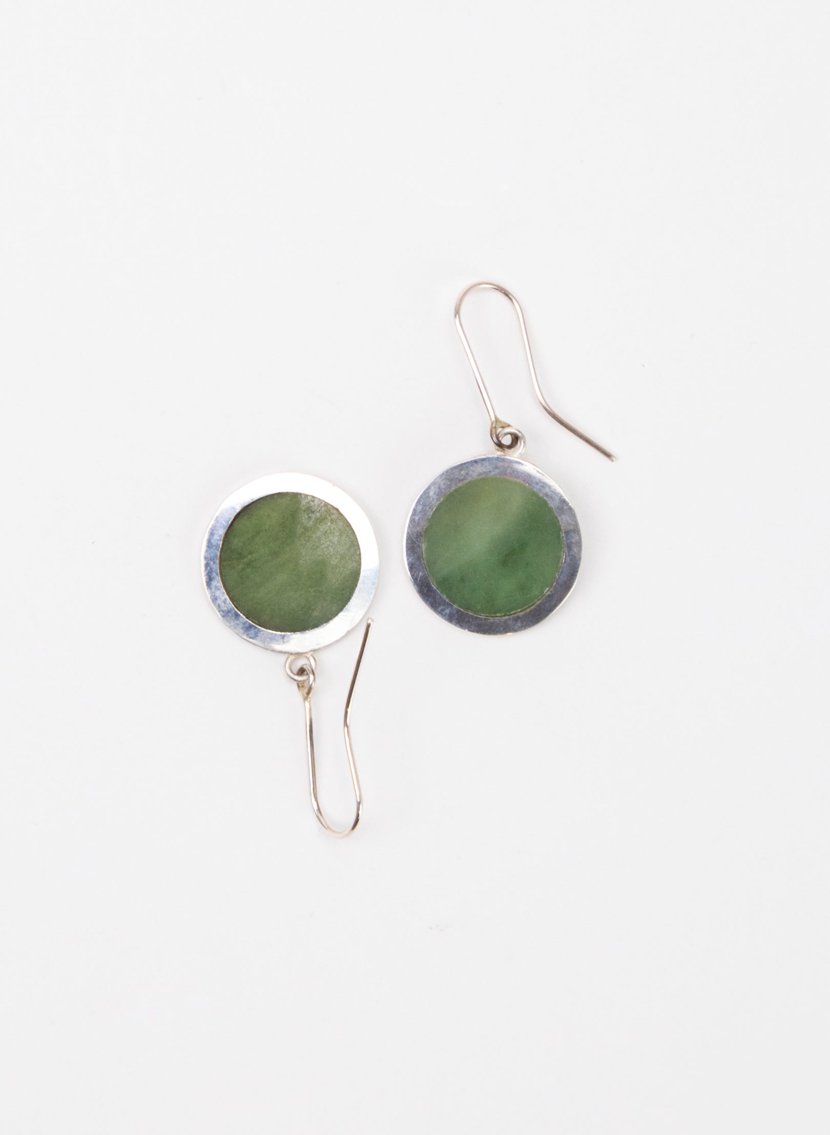 Disc Earrings - Sterling Silver &amp; Pounamu