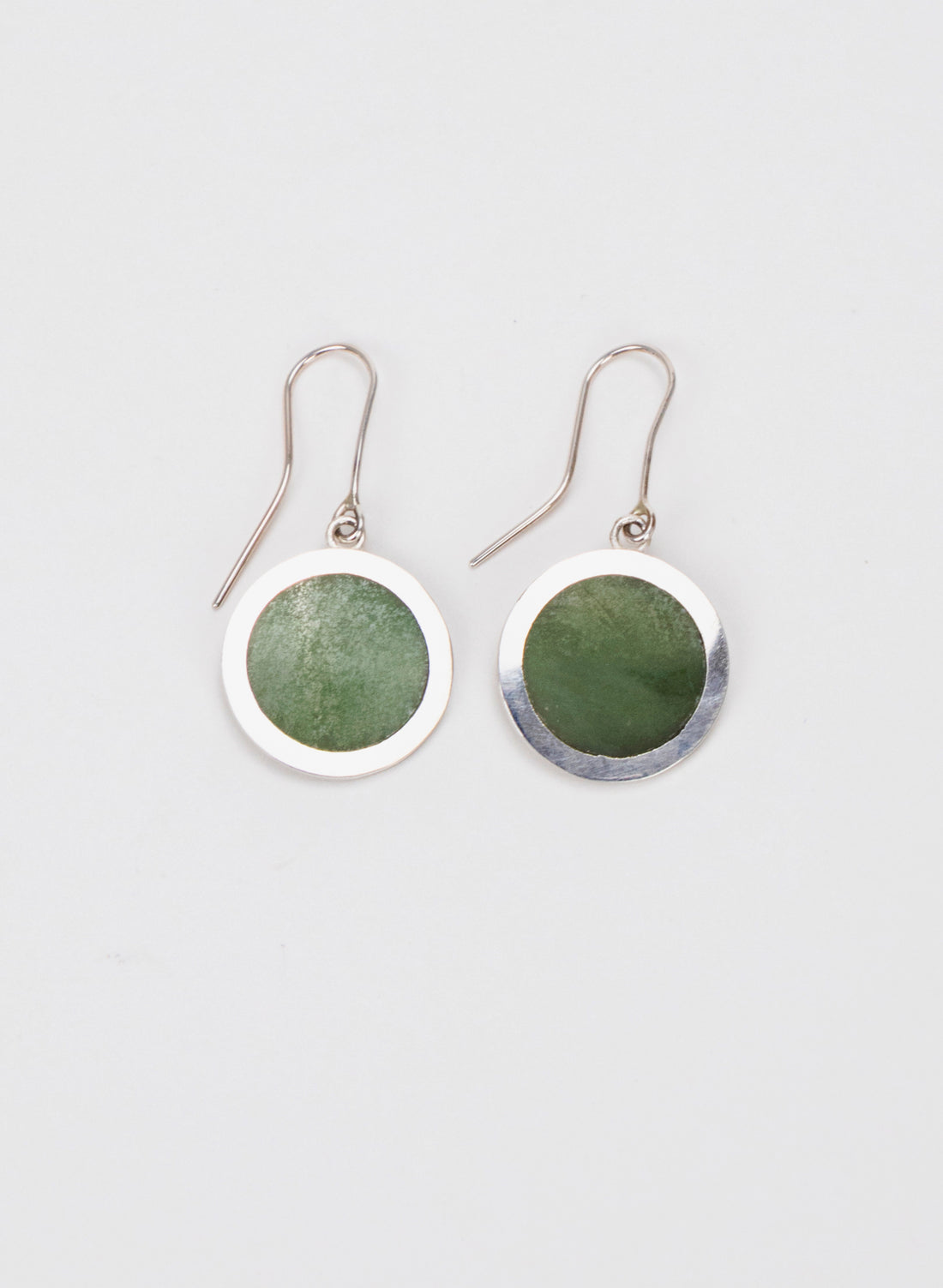 Disc Earrings - Sterling Silver &amp; Pounamu