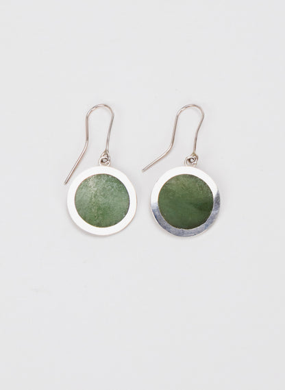 Disc Earrings - Sterling Silver &amp; Pounamu