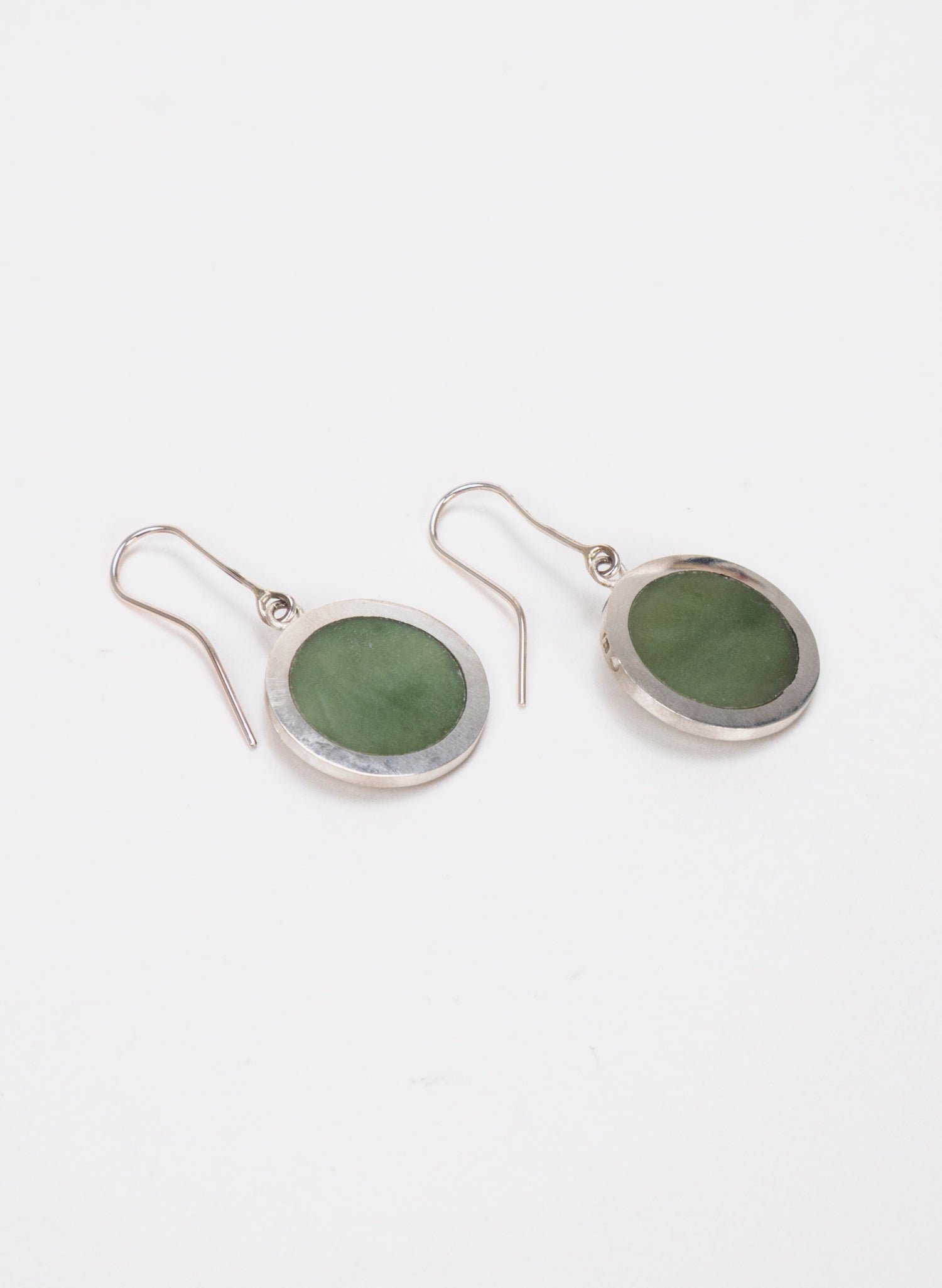 Disc Earrings - Sterling Silver &amp; Pounamu