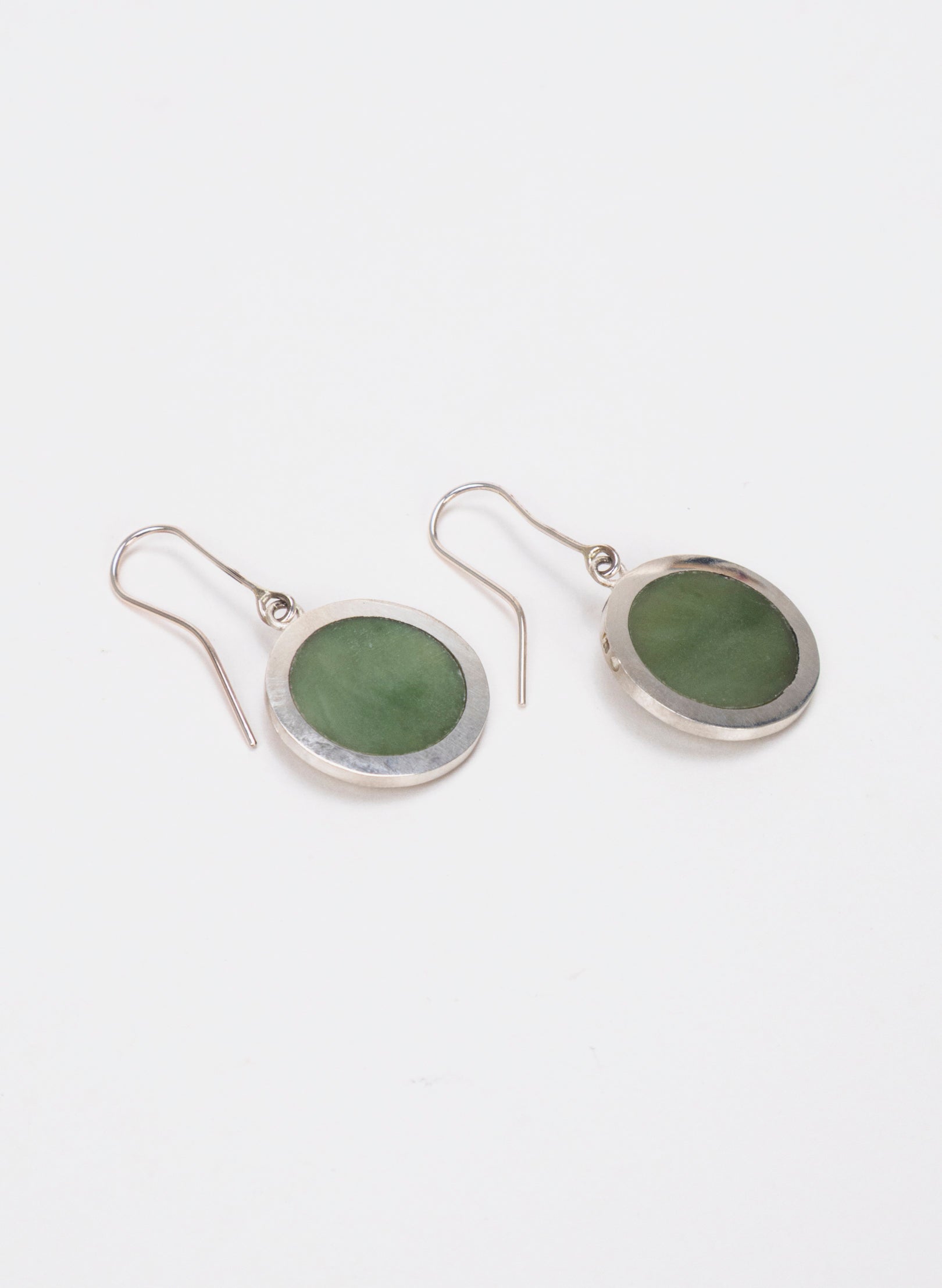 Disc Earrings - Sterling Silver &amp; Pounamu
