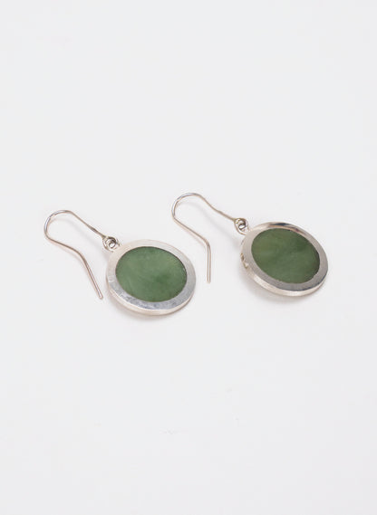 Disc Earrings - Sterling Silver &amp; Pounamu