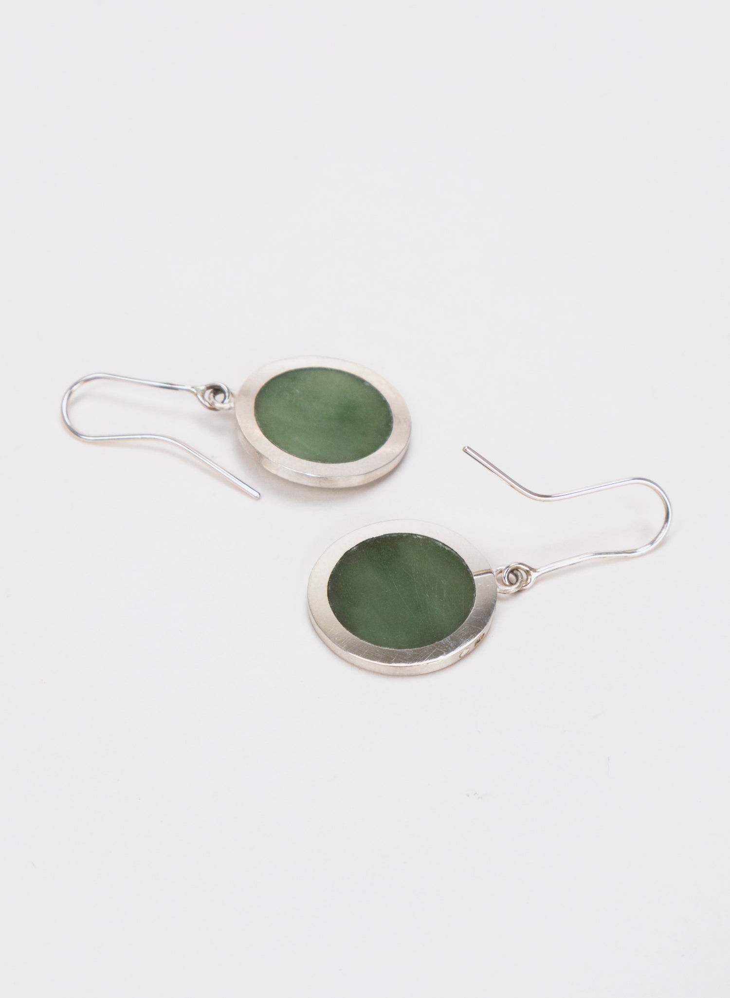 Disc Earrings - Sterling Silver &amp; Pounamu