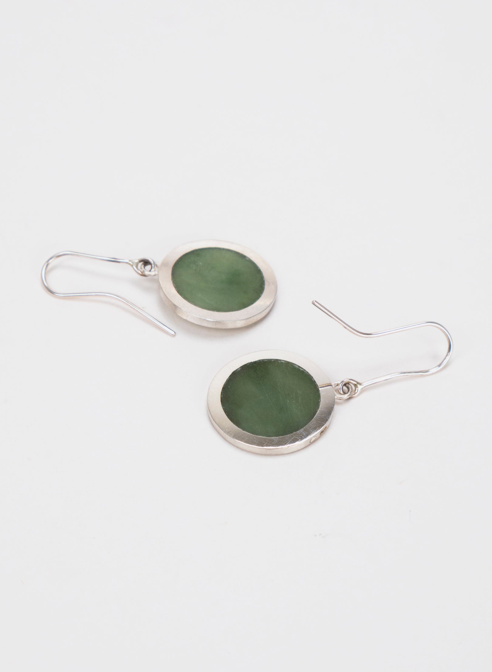 Disc Earrings - Sterling Silver &amp; Pounamu