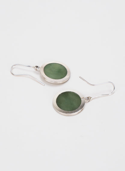 Disc Earrings - Sterling Silver &amp; Pounamu