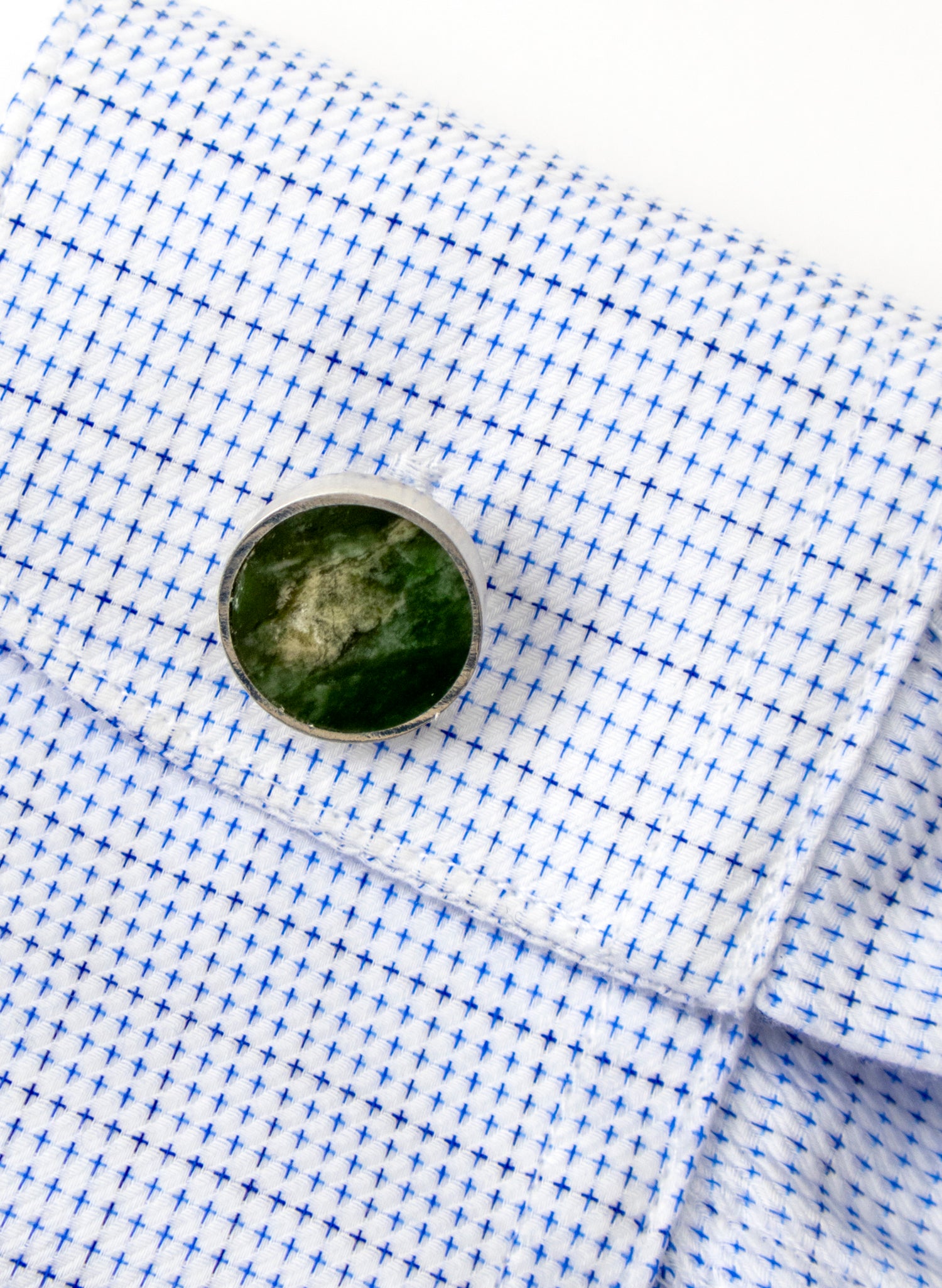 Disc Cufflinks - Pounamu and Sterling Silver