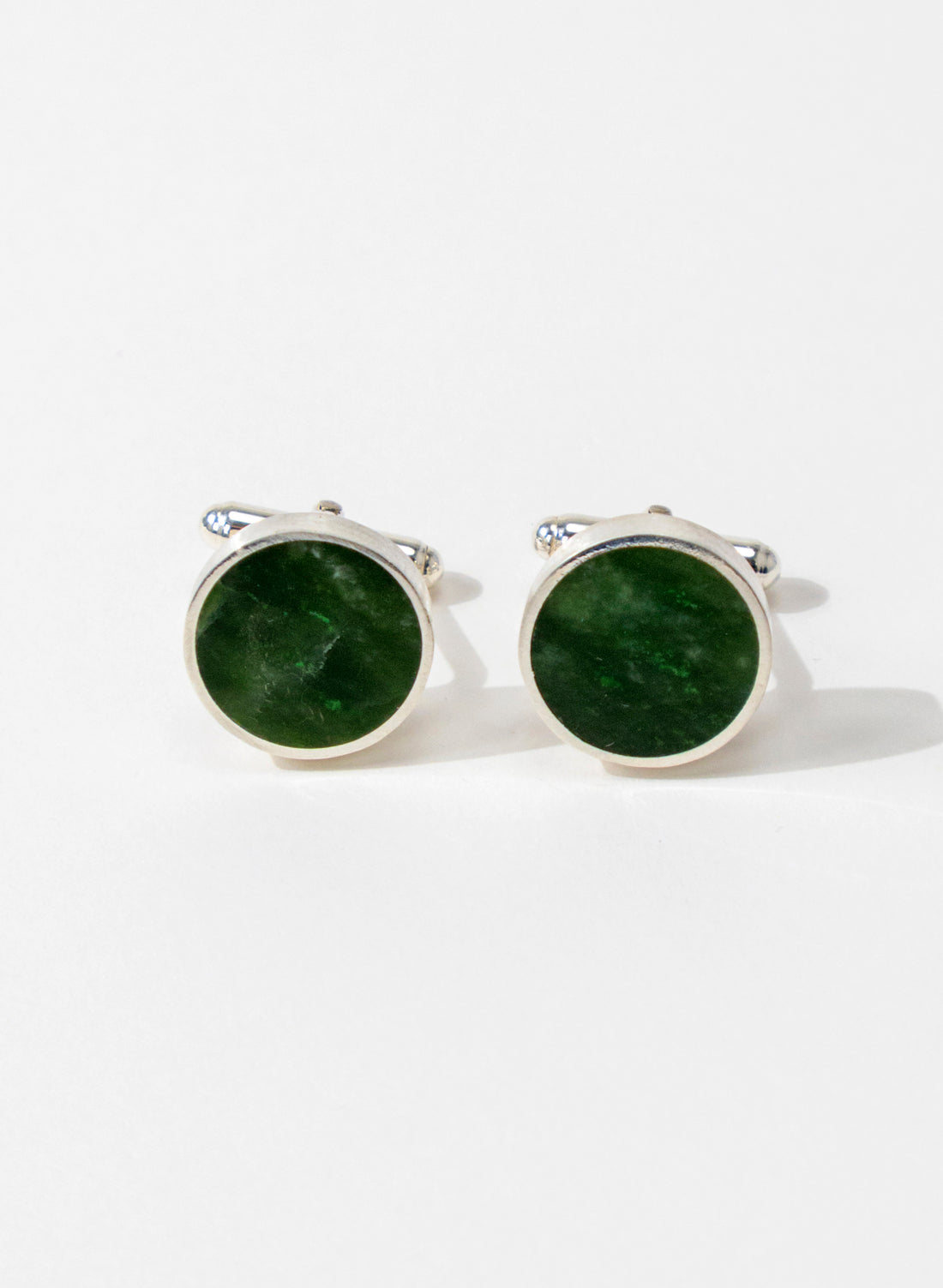 Disc Cufflinks - Pounamu and Sterling Silver