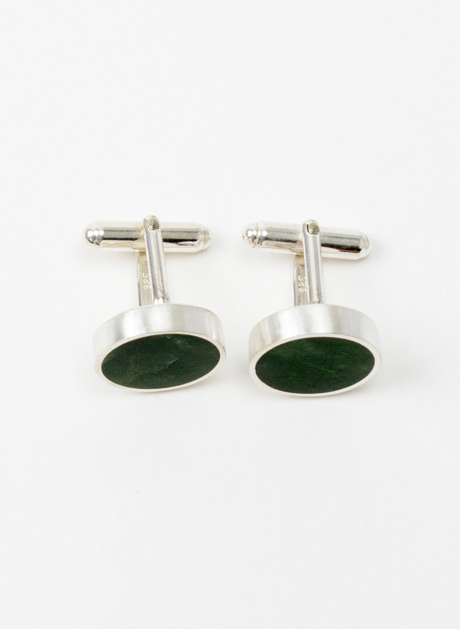 Disc Cufflinks - Pounamu and Sterling Silver