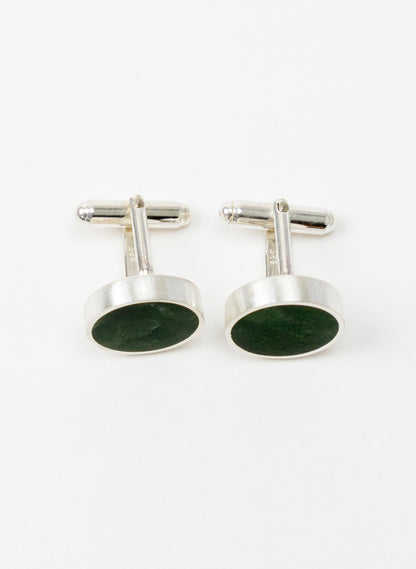 Disc Cufflinks - Pounamu and Sterling Silver