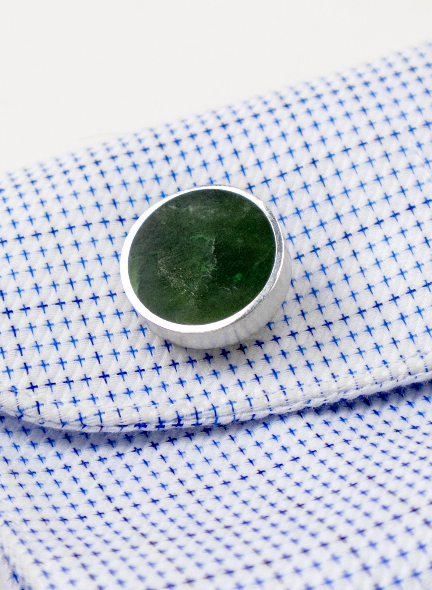 Disc Cufflinks - Pounamu and Sterling Silver