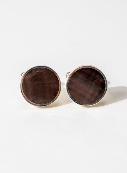 Disc Cufflinks - Black Lipped and Sterling Silver