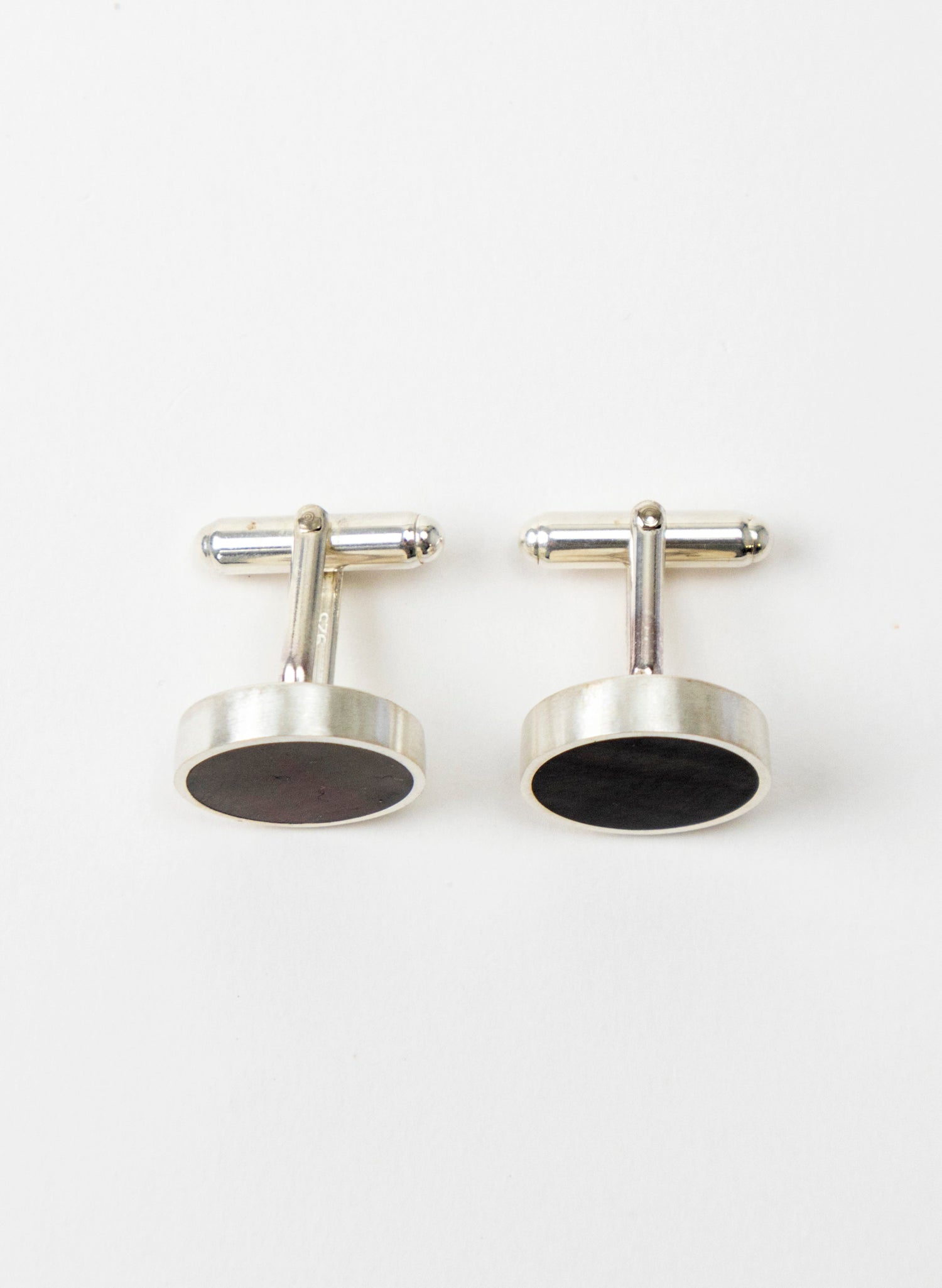 Disc Cufflinks - Black Lipped and Sterling Silver