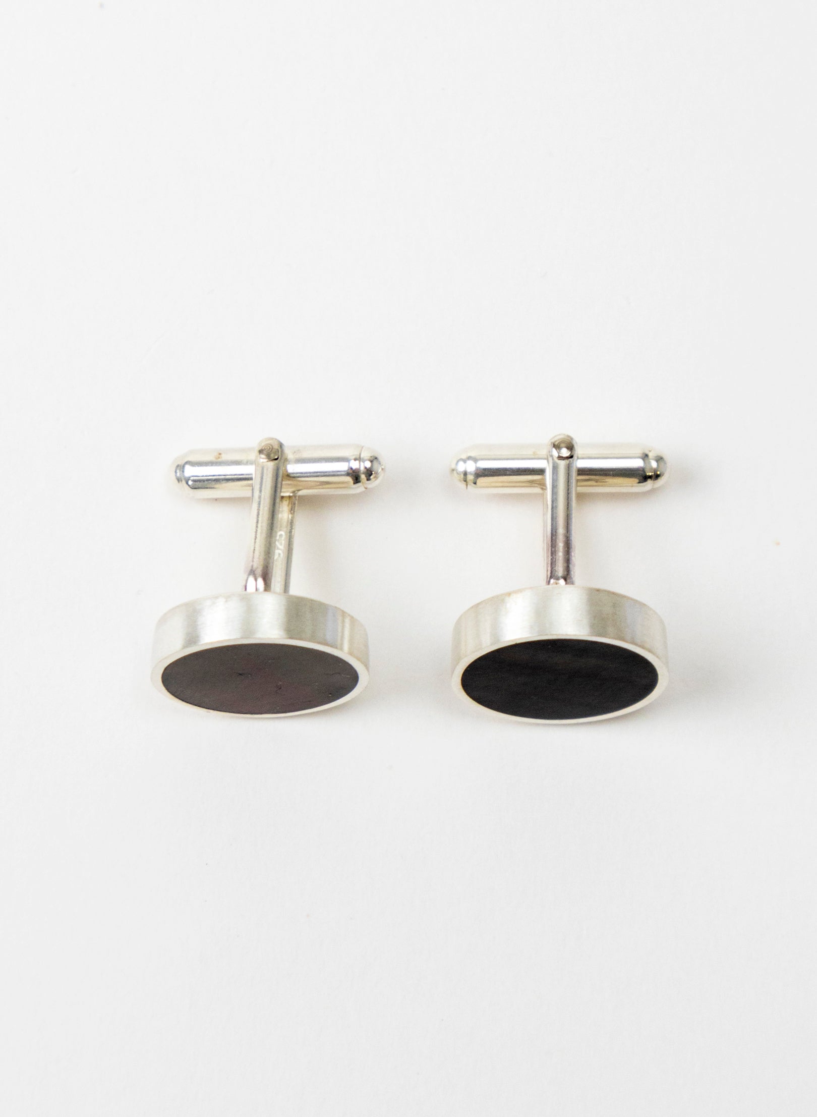Disc Cufflinks - Black Lipped and Sterling Silver