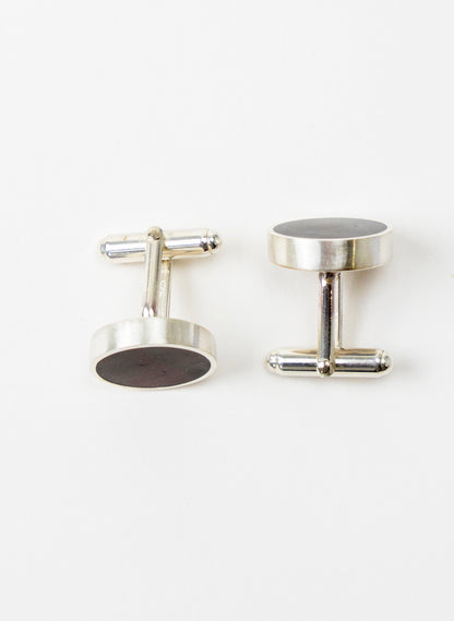 Disc Cufflinks - Black Lipped and Sterling Silver