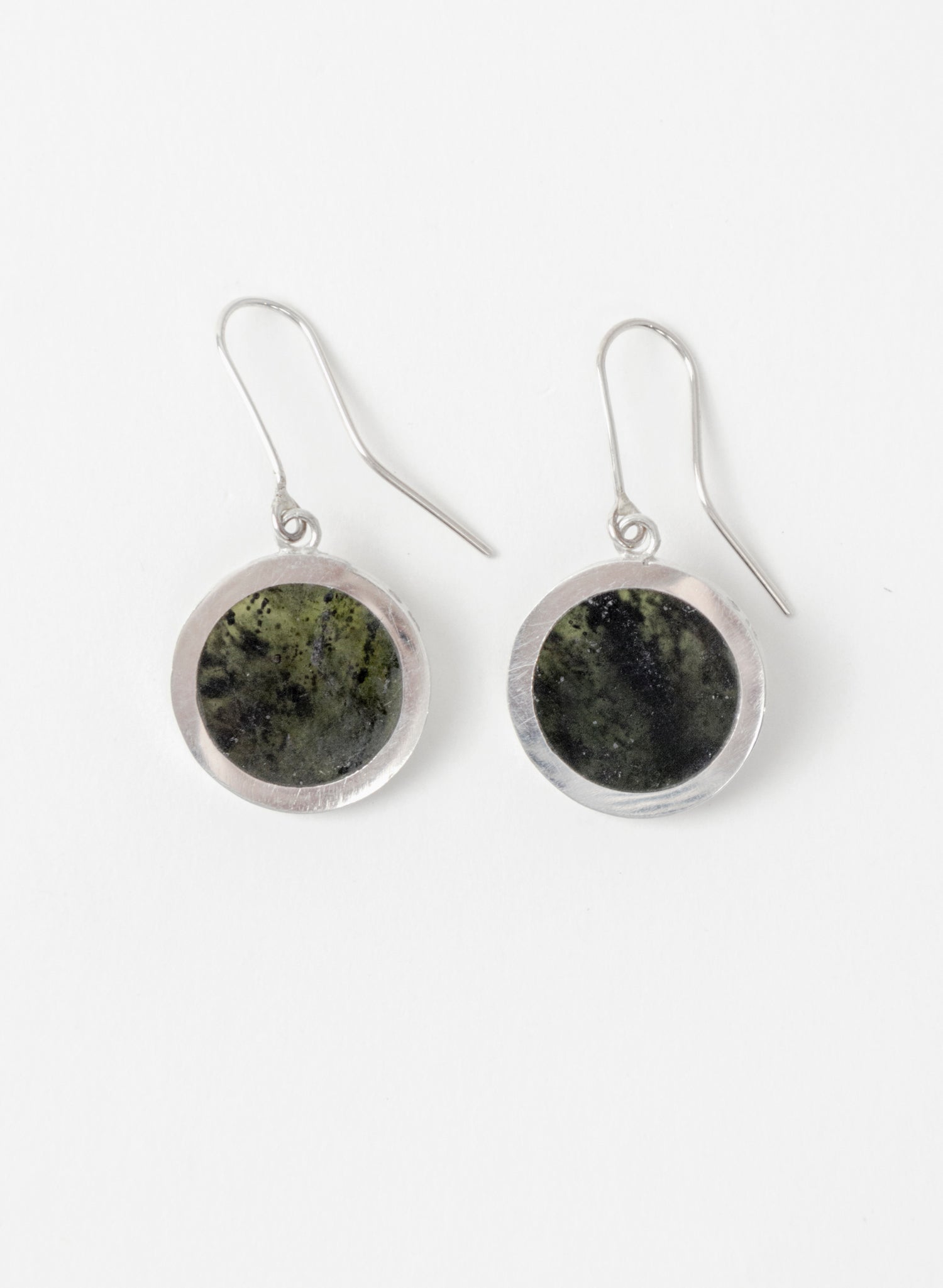 Disc Earrings - Sterling Silver &amp; Pounamu
